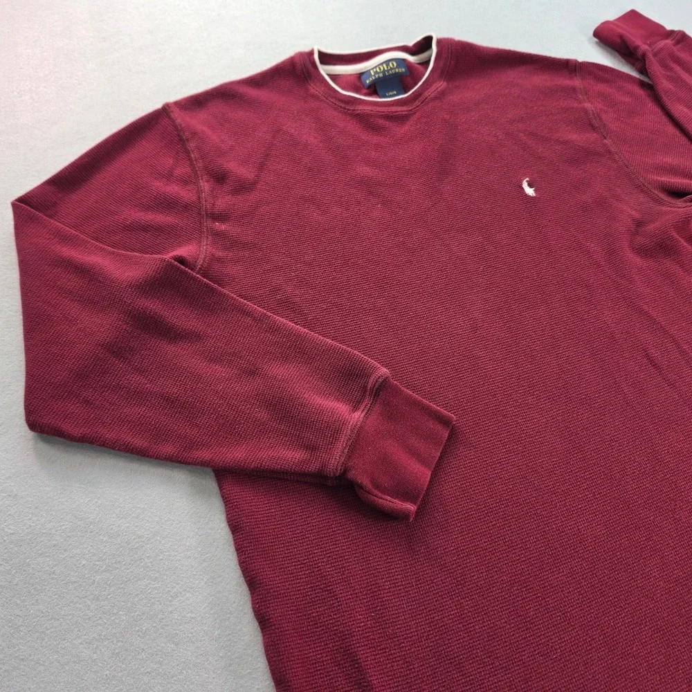 Polo Ralph Lauren Men's Burgundy Waffle Knit Thermal Shirt Preppy Classic L